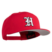 Old English White H Patched Cotton Twill Flat Bill Cap - Red OSFM