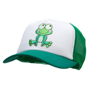 Cute Bulgey Eyed Frog Cotton Trucker Cap - Kelly-Green OSFM