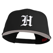 Old English White H Patched Cotton Twill Flat Bill Cap - Black OSFM
