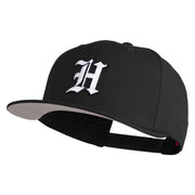 Old English White H Patched Cotton Twill Flat Bill Cap - Black OSFM
