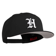 Old English White H Patched Cotton Twill Flat Bill Cap - Black OSFM