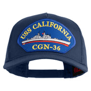 USS California CGN 36 Blue Patched Solid Cotton Twill 5 panel Mesh Back Cap - Navy OSFM