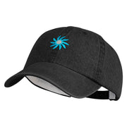 Mirrored Spiral Pinwheel Flower Iron On Patched Denim Cap - Black OSFM