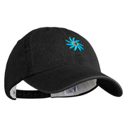 Mirrored Spiral Pinwheel Flower Iron On Patched Denim Cap - Black OSFM