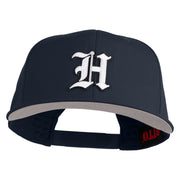 Old English White H Patched Cotton Twill Flat Bill Cap - Navy OSFM