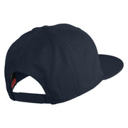 Old English White H Patched Cotton Twill Flat Bill Cap - Navy OSFM