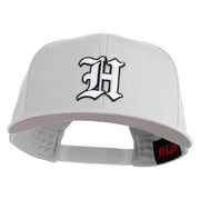 Old English White H Patched Cotton Twill Flat Bill Cap - White OSFM