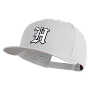 Old English White H Patched Cotton Twill Flat Bill Cap - White OSFM