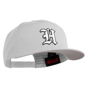 Old English White H Patched Cotton Twill Flat Bill Cap - White OSFM