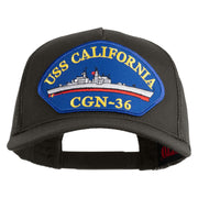 USS California CGN 36 Blue Patched Solid Cotton Twill 5 panel Mesh Back Cap - Charcoal OSFM