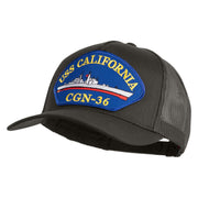 USS California CGN 36 Blue Patched Solid Cotton Twill 5 panel Mesh Back Cap - Charcoal OSFM