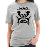 NASA Space Force Cadet Skull Designed Short Sleeve Cotton Jersey T-Shirt