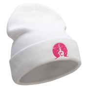 Gymnast Under the Stars Embroidered 12 Inch Long Knitted Beanie - White OSFM