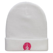 Gymnast Under the Stars Embroidered 12 Inch Long Knitted Beanie - White OSFM