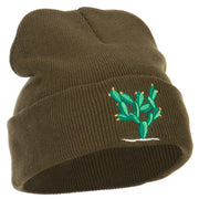 Cactus Embroidered Long Beanie