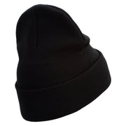 Marines Logo Embroidered 12 Inch Solid Knit Cuff Long Beanie Made in USA - Black OSFM