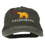 California with Bear Embroidered Washed Cap