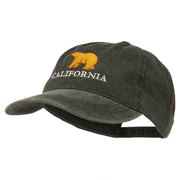 California with Bear Embroidered Washed Cap