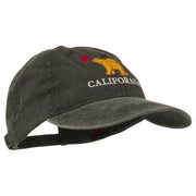 California with Bear Embroidered Washed Cap