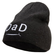 Happy Father's Day Creative Typography Embroidered 8 inch Acrylic Short Beanie - Charcoal OSFM