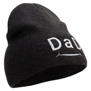 Happy Father's Day Creative Typography Embroidered 8 inch Acrylic Short Beanie - Charcoal OSFM