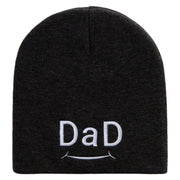 Happy Father's Day Creative Typography Embroidered 8 inch Acrylic Short Beanie - Charcoal OSFM