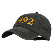 1492 Columbus Day Embroidered Washed Cap