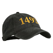 1492 Columbus Day Embroidered Washed Cap