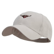 Angry Bull Head Embroidered Low Profile Organic Cotton Cap - Khaki OSFM