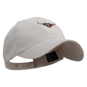 Angry Bull Head Embroidered Low Profile Organic Cotton Cap - Khaki OSFM