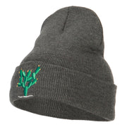 Cactus Embroidered Long Beanie