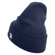 Marines Logo Embroidered 12 Inch Solid Knit Cuff Long Beanie Made in USA - Navy OSFM