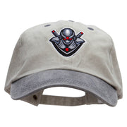 Ninja Gamer Embroidered Pigment Dyed Wash Cap - Beige-Black OSFM