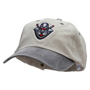 Ninja Gamer Embroidered Pigment Dyed Wash Cap - Beige-Black OSFM