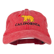 California with Bear Embroidered Washed Cap