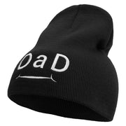 Happy Father's Day Creative Typography Embroidered 8 inch Acrylic Short Beanie - Black OSFM