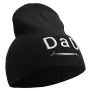 Happy Father's Day Creative Typography Embroidered 8 inch Acrylic Short Beanie - Black OSFM