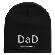 Happy Father's Day Creative Typography Embroidered 8 inch Acrylic Short Beanie - Black OSFM