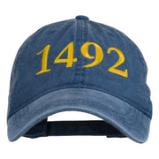 1492 Columbus Day Embroidered Washed Cap