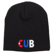 Cuba Country Three-Letter CUB Flag Embroidered 8 Inch Knitted Short Beanie