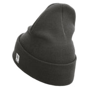 Marines Logo Embroidered 12 Inch Solid Knit Cuff Long Beanie Made in USA - Charcoal OSFM