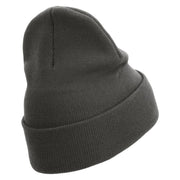 Marines Logo Embroidered 12 Inch Solid Knit Cuff Long Beanie Made in USA - Charcoal OSFM