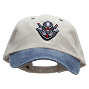 Ninja Gamer Embroidered Pigment Dyed Wash Cap - Beige-Navy OSFM