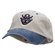 Ninja Gamer Embroidered Pigment Dyed Wash Cap - Beige-Navy OSFM