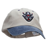 Ninja Gamer Embroidered Pigment Dyed Wash Cap - Beige-Navy OSFM