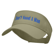 Don't Need A Man Embroidered Cotton Twill Sun Visor