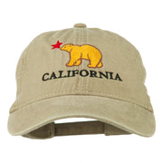 California with Bear Embroidered Washed Cap