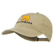 California with Bear Embroidered Washed Cap