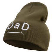 Happy Father's Day Creative Typography Embroidered 8 inch Acrylic Short Beanie - Olive OSFM