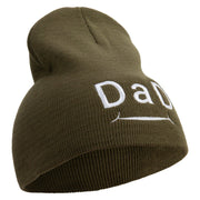 Happy Father's Day Creative Typography Embroidered 8 inch Acrylic Short Beanie - Olive OSFM